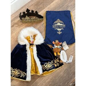 Disney Royal Court Royal Tea Cape Crown Gus Gus Plush Bag Set Navy Gold Kids OS